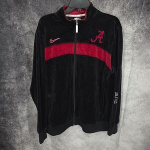 Alabama Crimson Tide Track Jacket Mens 2XL Elite Black Full Zip Nike Velvet NCAA